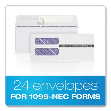 TOPS™ 1099 Double Window Envelope, Commercial Flap, Self-adhesive Closure, Contemporary Seam, 3.75 X 8.75, White, 24-pack freeshipping - TVN Wholesale